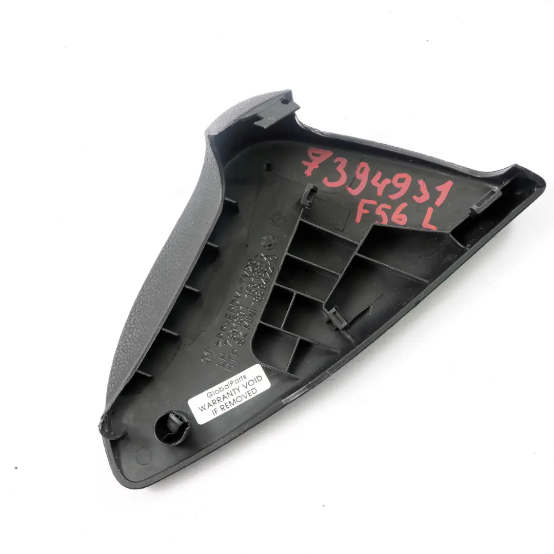Asiento Cubierta Exterior Izquierda Recubrimiento Panel para Mini F56 con número de pieza 7394931 Mini F56 Asiento Cubierta Exterior Izquierda Recubrimiento Panel - SKU 7394931 - Número de pieza 7394931