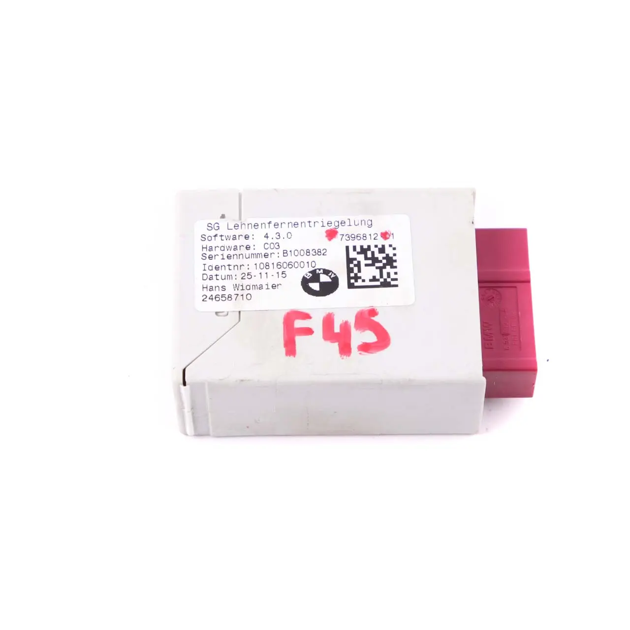 BMW 2 X1 F45 F46 F48 Rear Seats Backrest Unlocking Control Module Unit 7396812