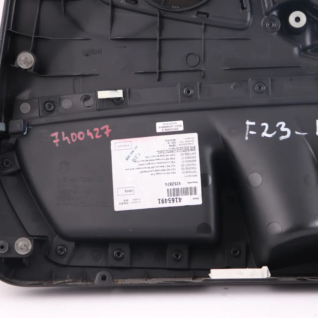 Front Left N/S Door Card Lining Panel Black Leather to BMW 2 F23 Cabrio with Part number 7400427 BMW 2 F23 Cabrio Front Left N/S Door Card Lining Panel Black Leather - SKU 7400427 - Part number 7400427