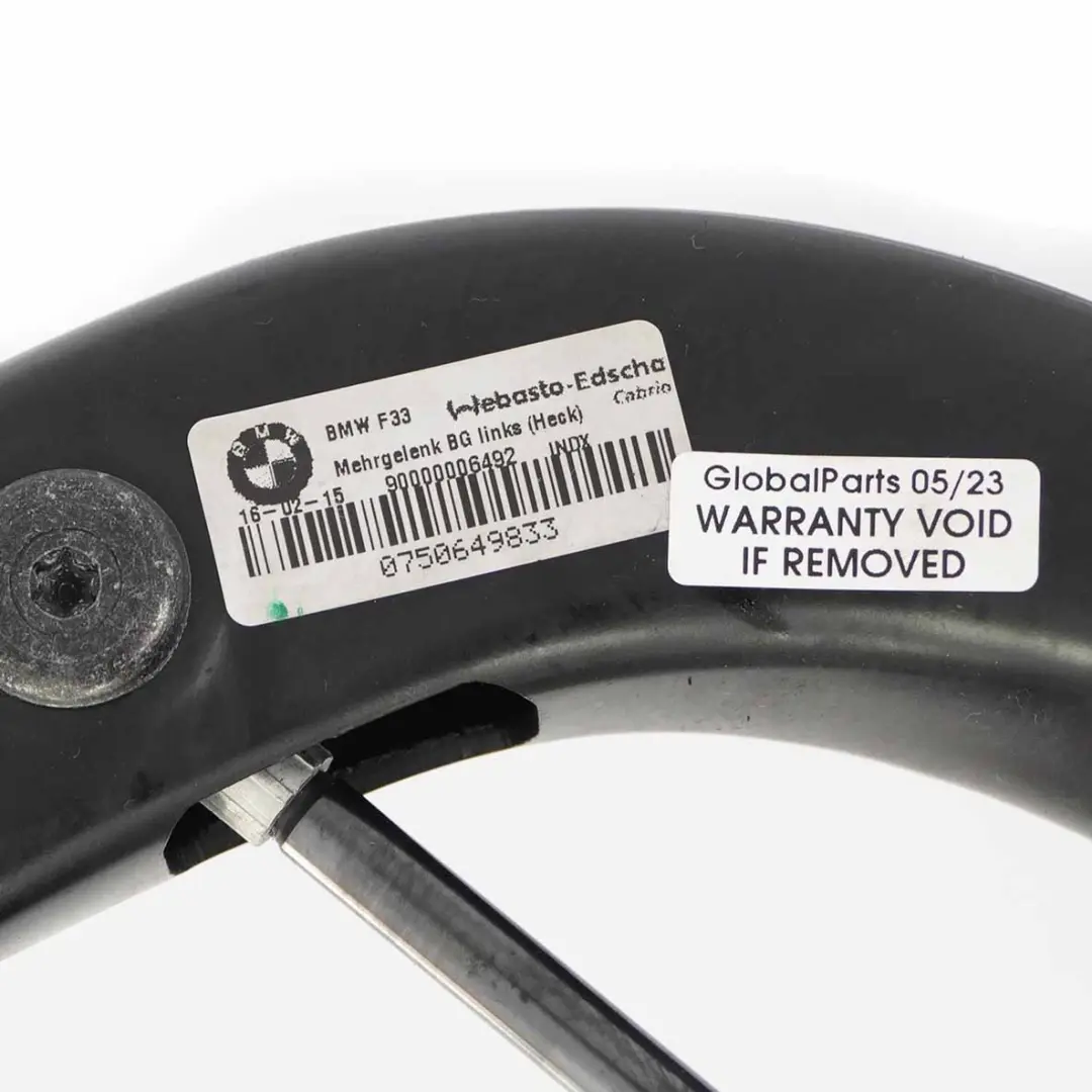 Décapotable Gauche Mécanisme de toit rigide rétractable et pliant Bras pour BMW F33 à propos du numéro de pièce 7401031 BMW F33 Décapotable Gauche Mécanisme de toit rigide rétractable et pliant Bras - SKU 7401031-2 - Numéro de pièce 7401031