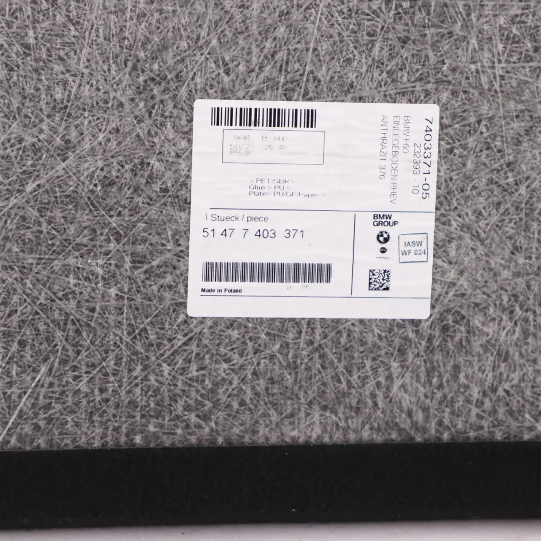 Mini Countryman F60 Trunk Floor Boot Carpet Luggage Compartment Black - SKU 7403371 - Part number 7403371