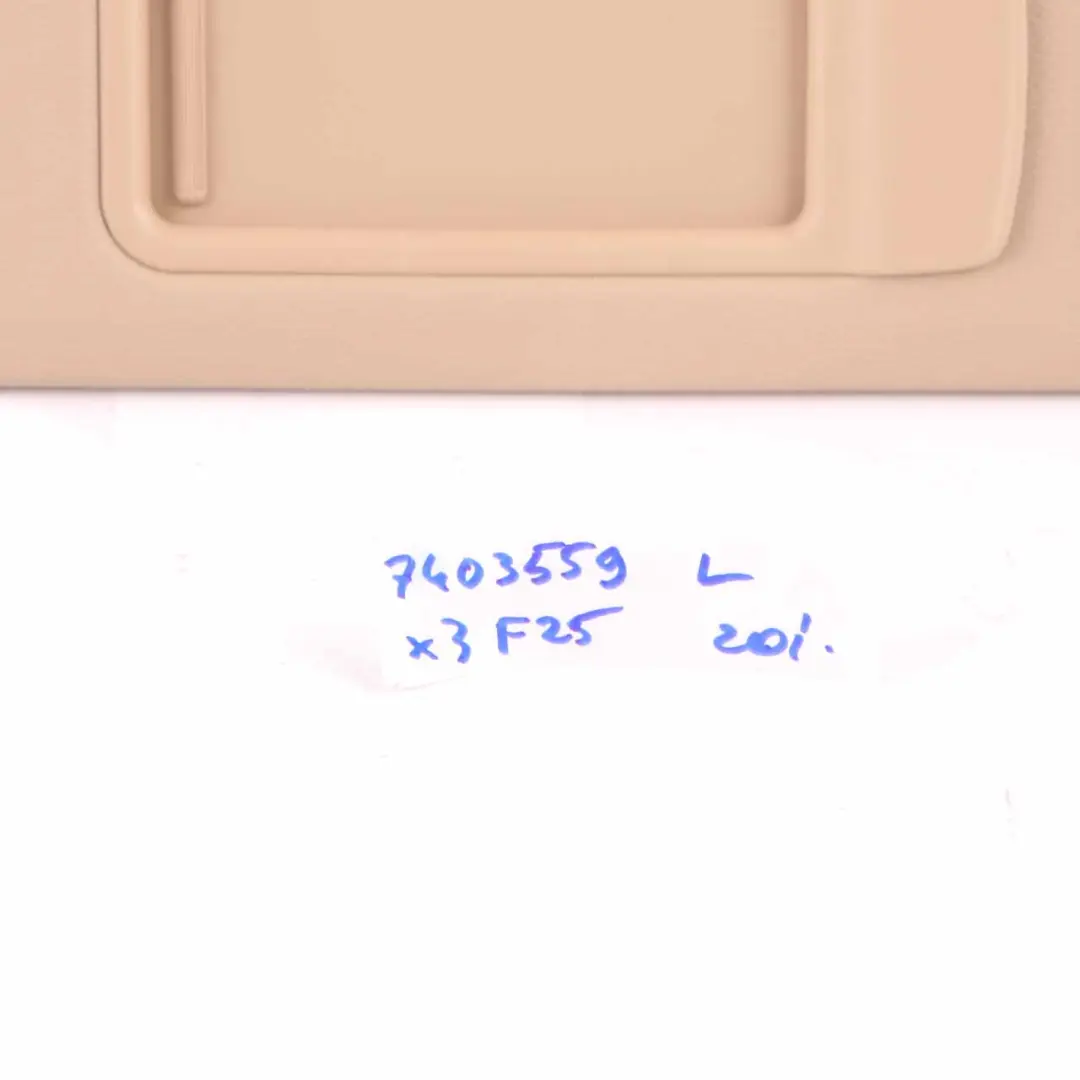 Sun Visor BMW X3 F25 X4 F26 Mirror Sunvisor Left N/S Trim Panel Beige to with Part number 7403559 Sun Visor BMW X3 F25 X4 F26 Mirror Sunvisor Left N/S Trim Panel Beige - SKU 7403559 - Part number 7403559