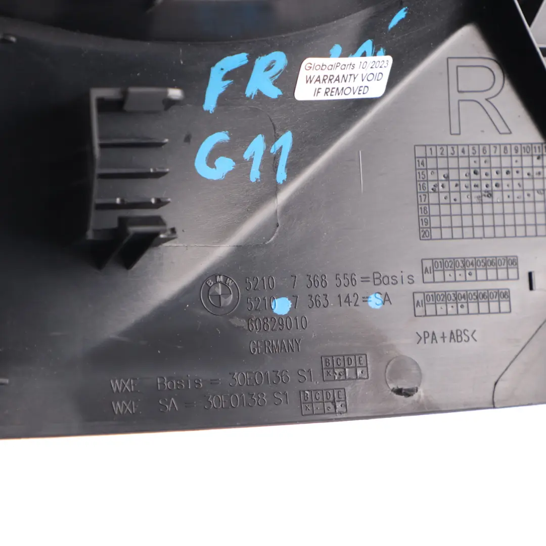 Front Right O/S Trim Panel Outer Black 7363142 to Seat Cover BMW G30 G31 G11 with Part number 7405730 Seat Cover BMW G30 G31 G11 Front Right O/S Trim Panel Outer Black 7363142 - SKU 7405730 - Part number 7405730