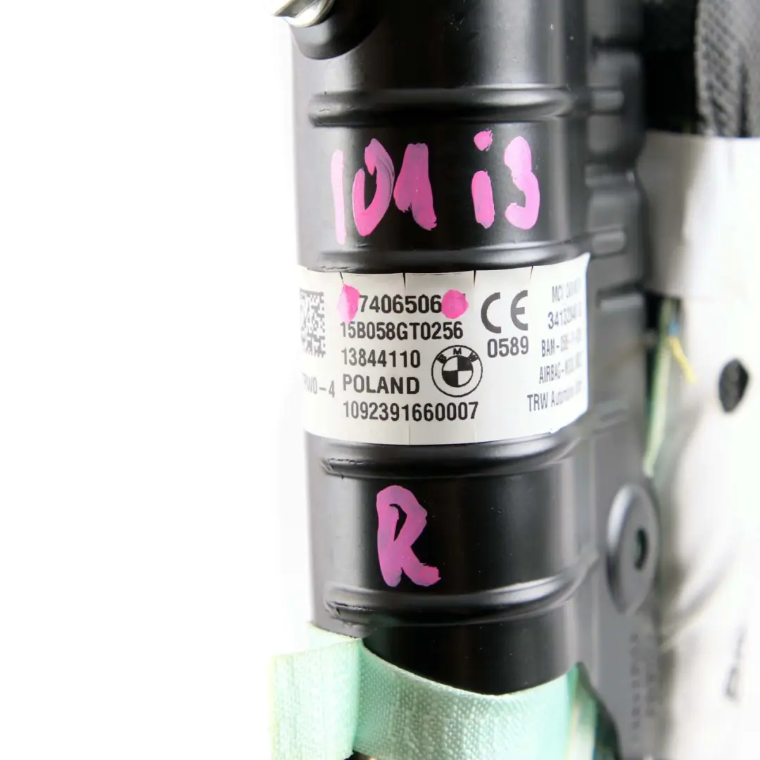 Right O/S Driver Side Head Airbag Roof Curtain to BMW i3 I01 with Part number 7406506 BMW i3 I01 Right O/S Driver Side Head Airbag Roof Curtain - SKU 7406506 - Part number 7406506