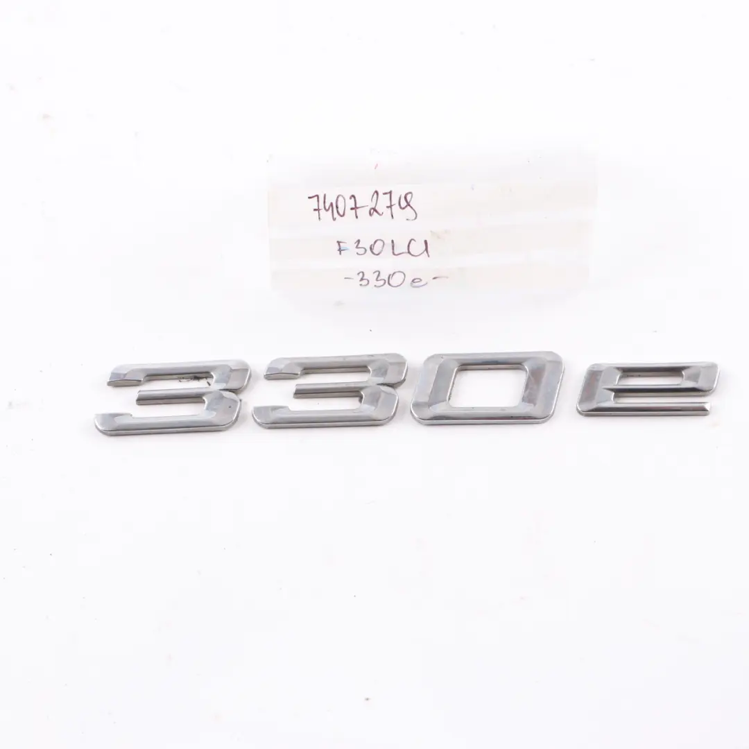 Emblem Lettering Rear Adhered Boot Trunk Lid Emblem to BMW F30 LCI 330e Hybrid with Part number 7270816 BMW F30 LCI 330e Hybrid Emblem Lettering Rear Adhered Boot Trunk Lid Emblem - SKU 7407279 - Part number 7270816