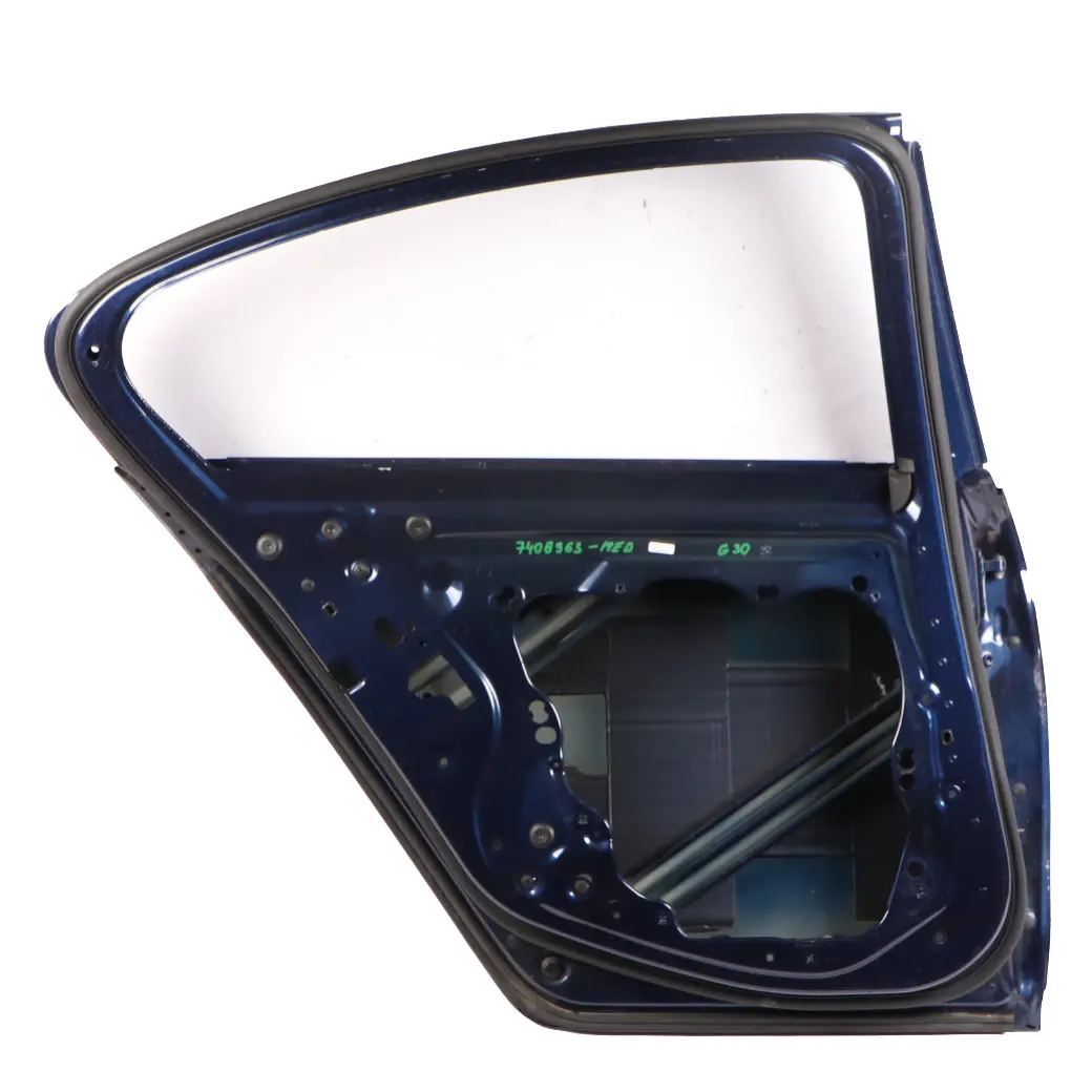 Door Rear BMW F90 M5 G30 Left Door N/S Mediterranean Blue Metallic - C10 to with Part number 7408963 Door Rear BMW F90 M5 G30 Left Door N/S Mediterranean Blue Metallic - C10 - SKU 7408963-MED - Part number 7408963