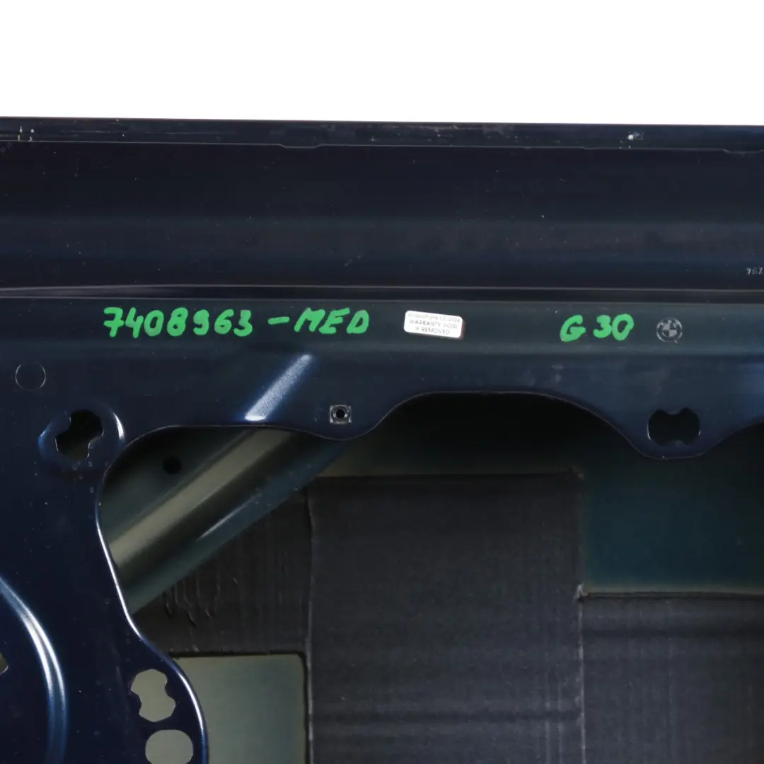 Door Rear BMW F90 M5 G30 Left Door N/S Mediterranean Blue Metallic - C10 to with Part number 7408963 Door Rear BMW F90 M5 G30 Left Door N/S Mediterranean Blue Metallic - C10 - SKU 7408963-MED - Part number 7408963