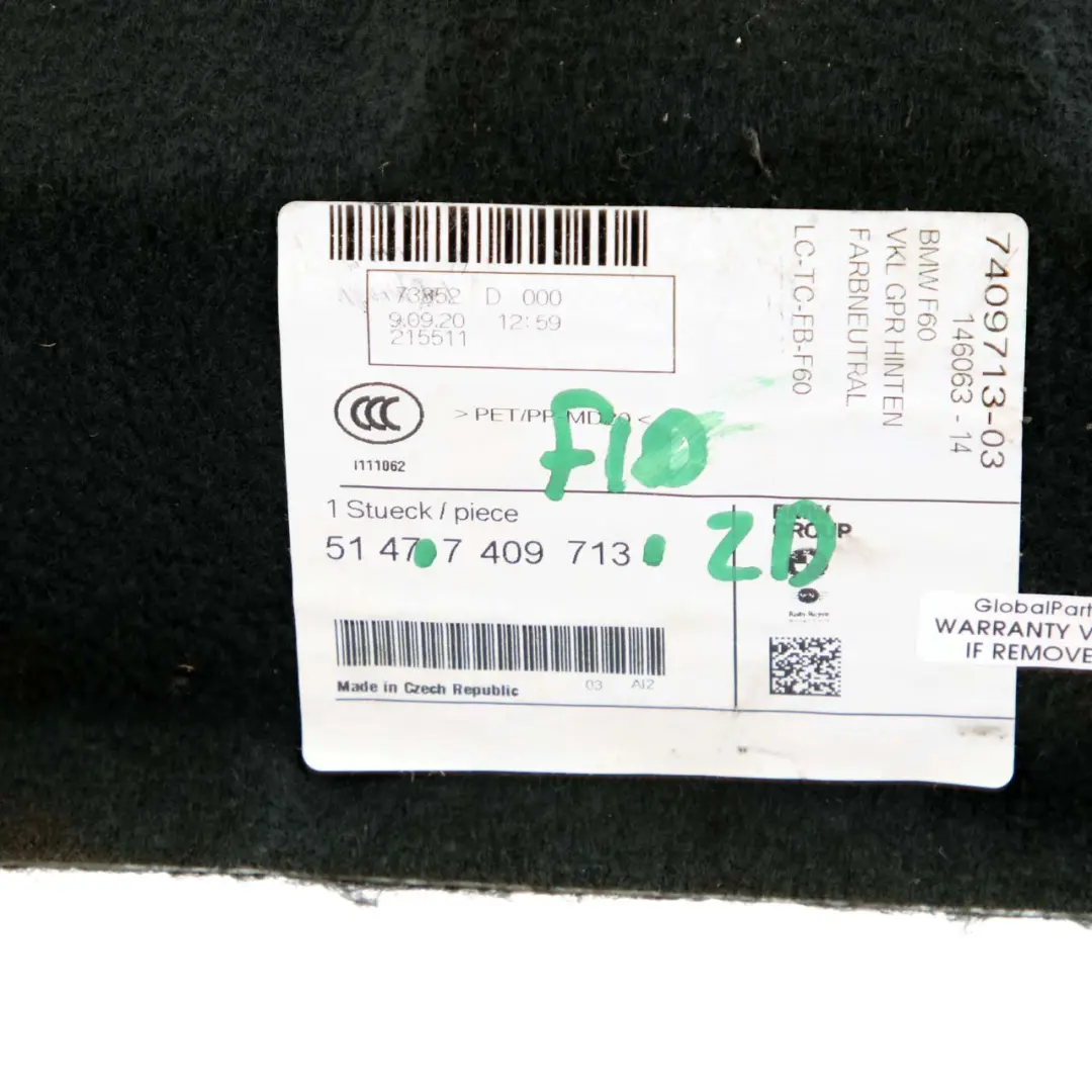 Panneau garniture coffre bagages arrière pour Mini F60 Countryman à propos du numéro de pièce 7409713 Mini F60 Countryman Panneau garniture coffre bagages arrière - SKU 7409713 - Numéro de pièce 7409713