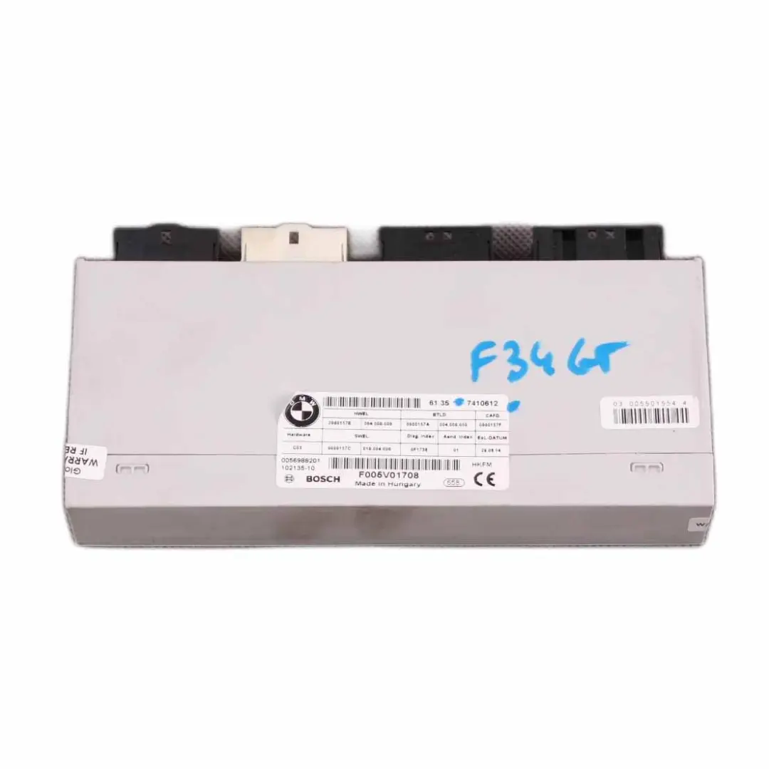 BMW F34 GT Tailgate Lift Module Rear Boot Trunk Lid Control Unit ECU F005V01708 - SKU 7410612 - Part number 7410612