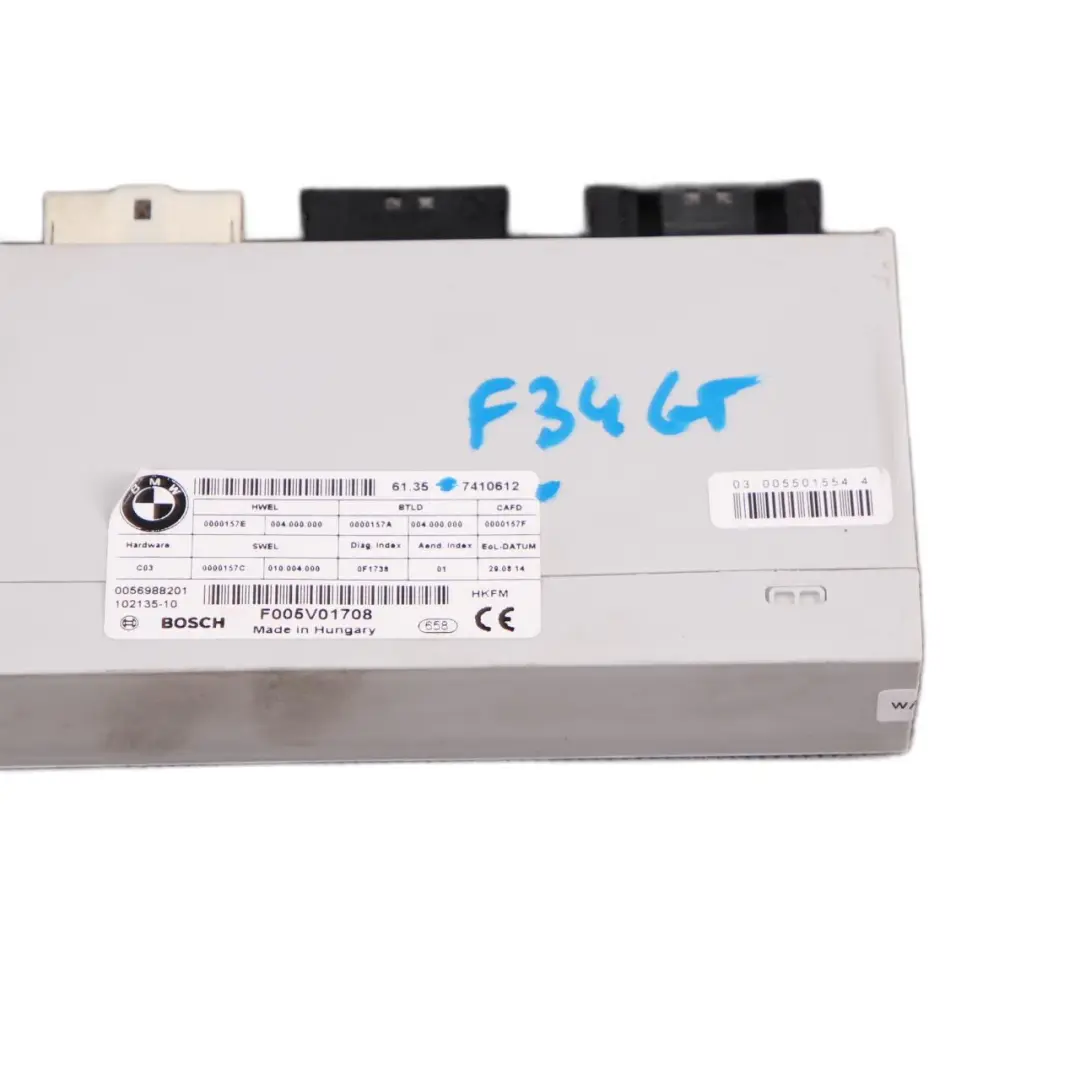 Lift Module Rear Boot Trunk Lid Control Unit ECU F005V01708 to BMW F34 GT Tailgate with Part number 7410612 BMW F34 GT Tailgate Lift Module Rear Boot Trunk Lid Control Unit ECU F005V01708 - SKU 7410612 - Part number 7410612