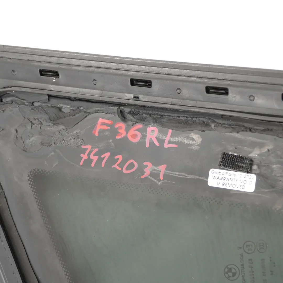 Fensterscheibe BMW F36 Gran Coupé Seite feststehend hinten links getönt für mit Teilenummer 7412031 Fensterscheibe BMW F36 Gran Coupé Seite feststehend hinten links getönt - SKU 7412031 - Teilenummer 7412031