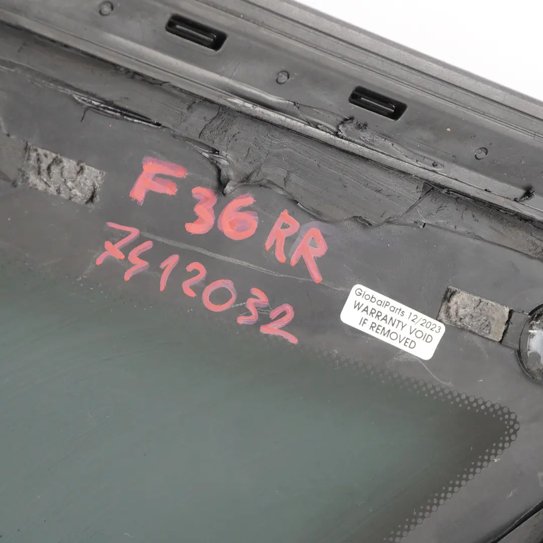 Szyba Boczna Drzwi Tylna Prawa Tył Prawy do BMW F36 o numerze 7412032 BMW F36 Szyba Boczna Drzwi Tylna Prawa Tył Prawy - SKU 7412032 - Numer Części 7412032