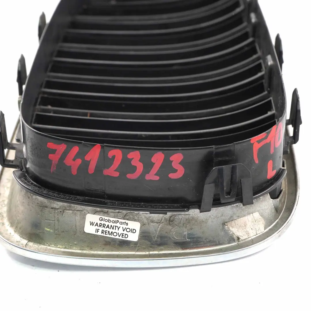 Grille Pare Chocs Avant BMW F10 F11 LCI Entrée D'Air Radiateur Gauche pour à propos du numéro de pièce 7412323 Grille Pare Chocs Avant BMW F10 F11 LCI Entrée D'Air Radiateur Gauche - SKU 7412323 - Numéro de pièce 7412323