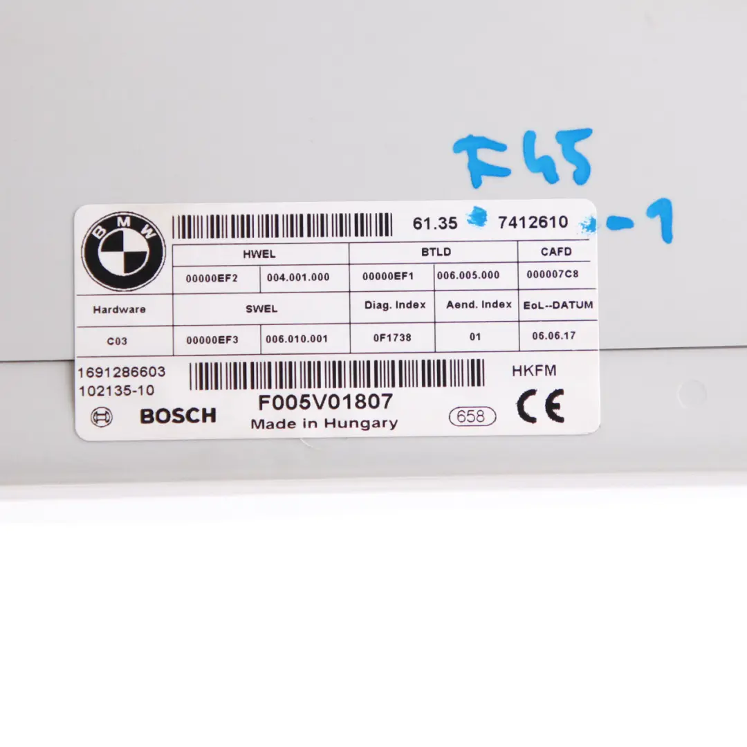 BMW F15 F16 F31 F36 Modul Steuergerät Kofferraumklappe Heckklappenaufzug 7384722 - SKU 7412610 - Teilenummer 7412610