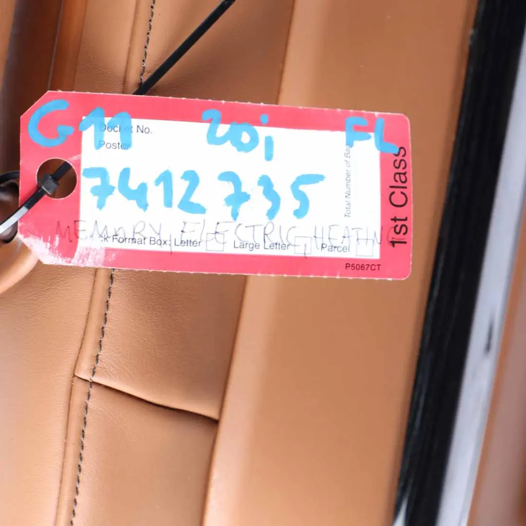 Front Seat BMW G11 Left N/S Sport Comfort Heated Leather Expanded/Cognac Memory to with Part number 7412735 Front Seat BMW G11 Left N/S Sport Comfort Heated Leather Expanded/Cognac Memory - SKU 7412735-1 - Part number 7412735