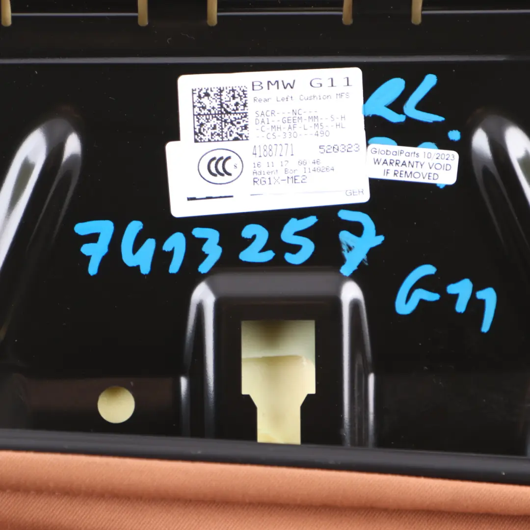 BMW G11 Seat Couch Rear Left N/S Comfort Heated Seat Bench Cover Leather Cognac - SKU 7413257 - Part number 7413257