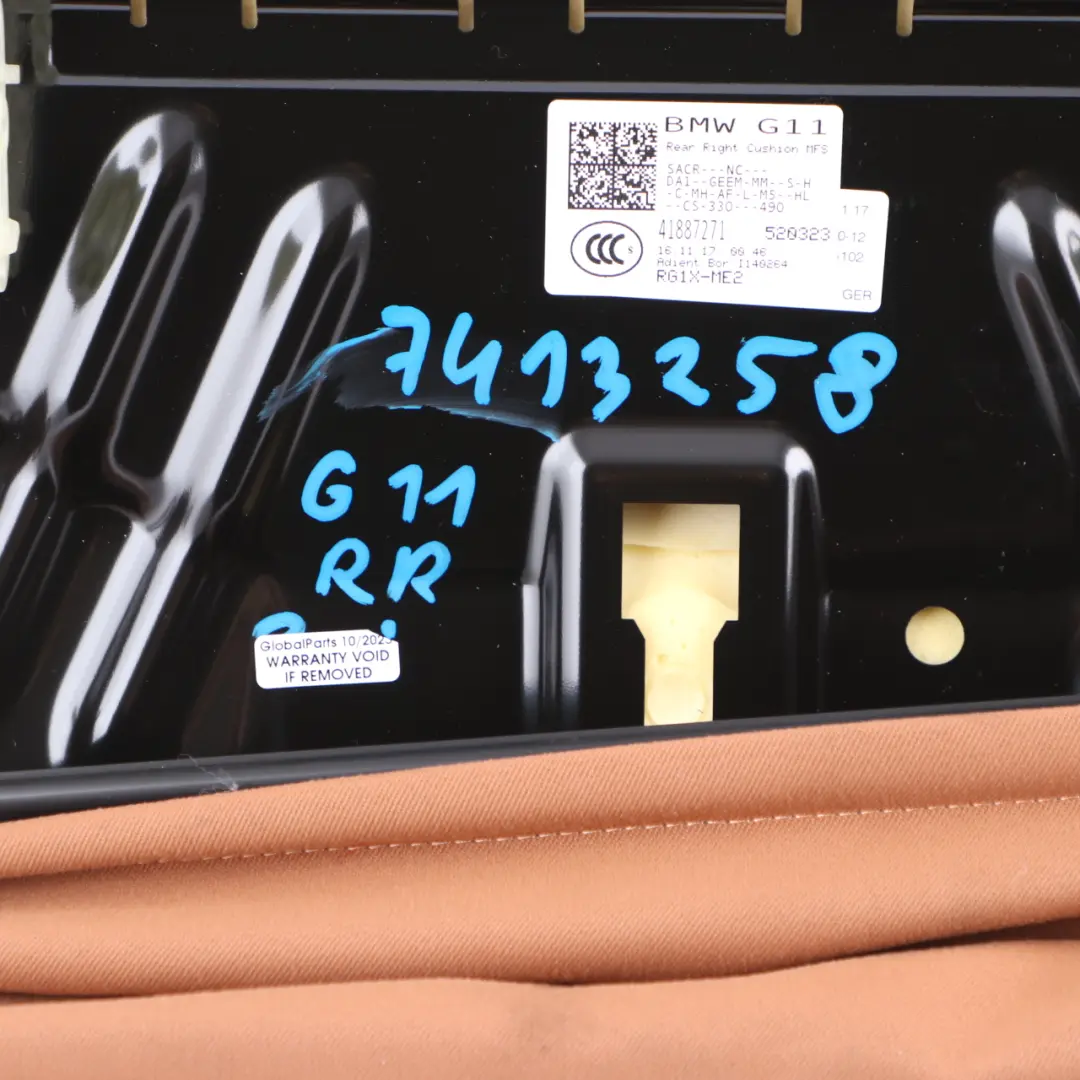 Couch Rear Right O/S Comfort Heated Seat Bench Cover Leather Cognac to BMW G11 Seat with Part number 7413258 BMW G11 Seat Couch Rear Right O/S Comfort Heated Seat Bench Cover Leather Cognac - SKU 7413258 - Part number 7413258