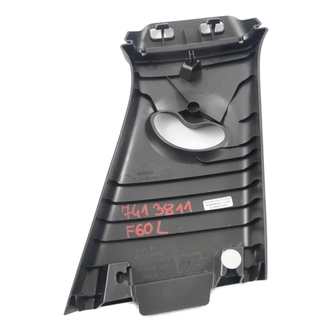Trim B Column Pillar Upper Left N/S Black 7378217 to Mini Countryman F60 Cover with Part number 7413811 Mini Countryman F60 Cover Trim B Column Pillar Upper Left N/S Black 7378217 - SKU 7413811 - Part number 7413811