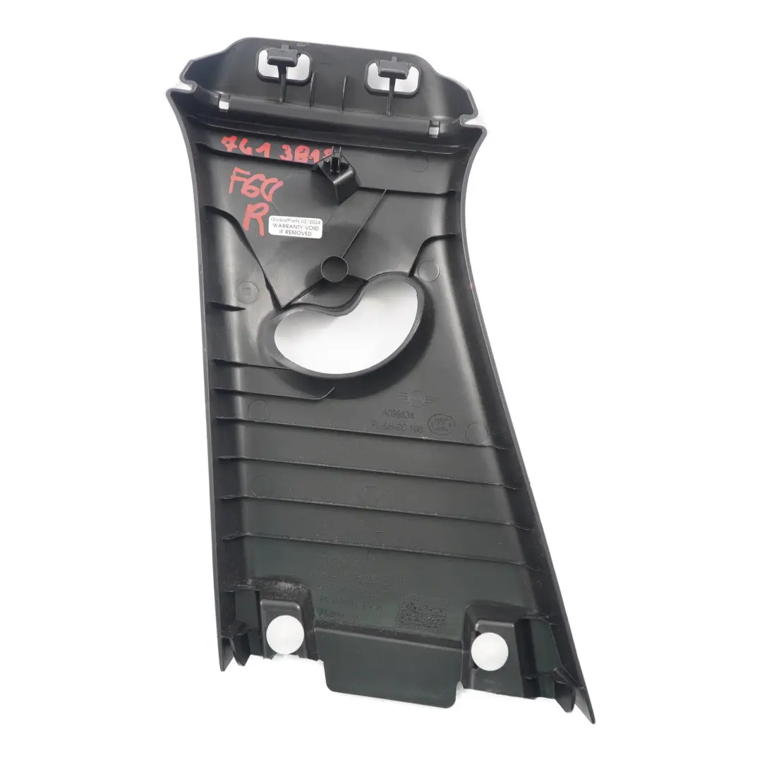 Mini F60 Housse protection colonne B montant supérieur droit Noir 7378218 - SKU 7413812 - Numéro de pièce 7413812