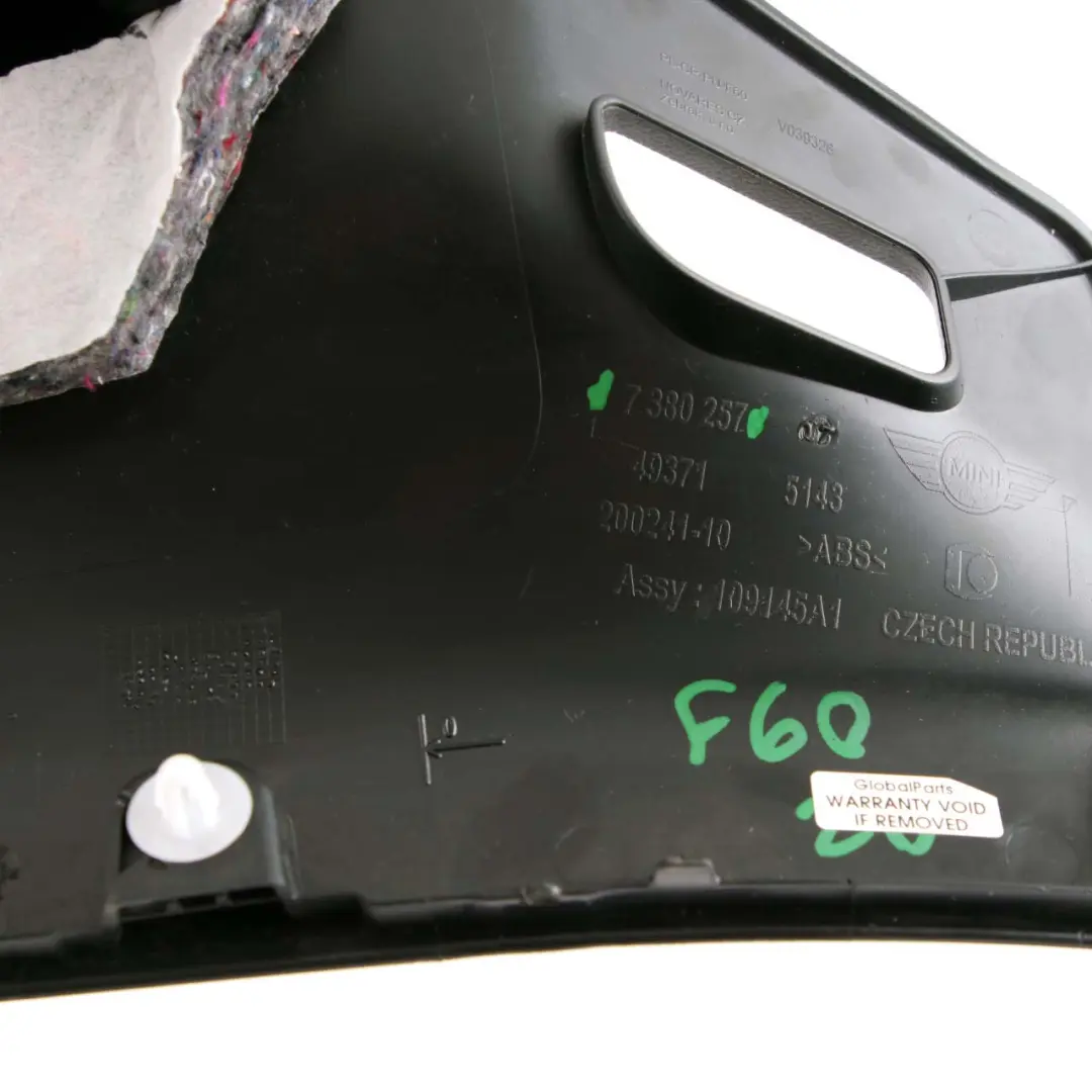 Trim Cover Panel C-Pillar Rear Left Black 7380257 to Mini F60 Countryman with Part number 7413833 Mini F60 Countryman Trim Cover Panel C-Pillar Rear Left Black 7380257 - SKU 7413833 - Part number 7413833