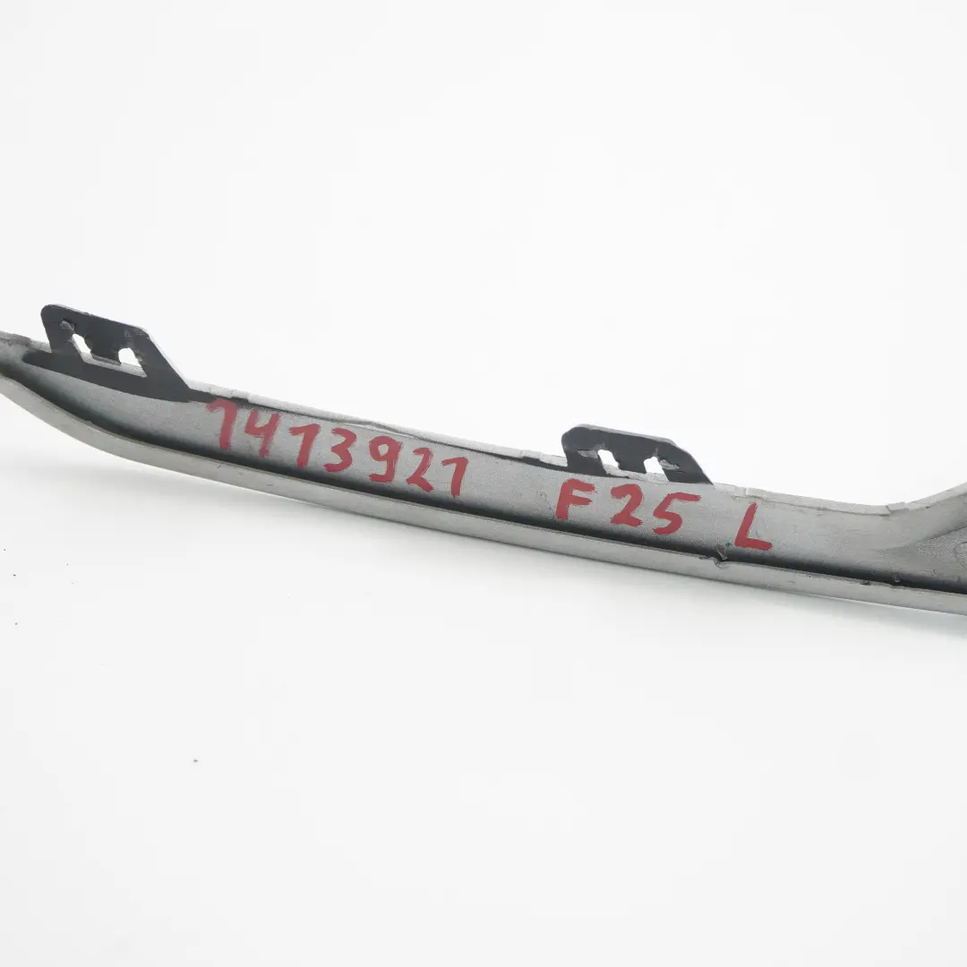 Front Bumper Left N/S Clasp Trim Glacier Silver Matt to BMW X3 F25 X Line with Part number 7413921 BMW X3 F25 X Line Front Bumper Left N/S Clasp Trim Glacier Silver Matt - SKU 7413921 - Part number 7413921