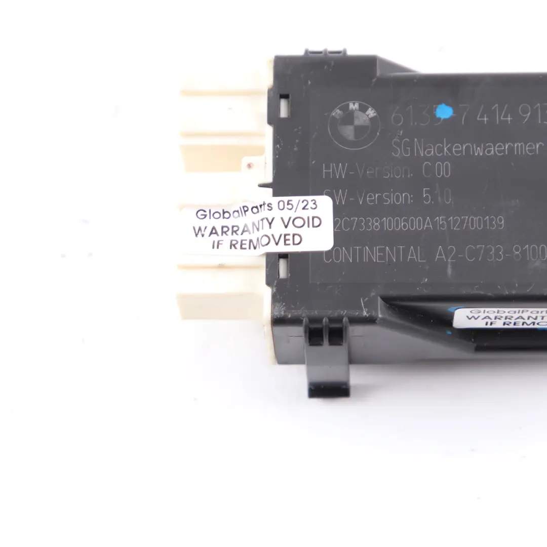 Control Unit BMW F33 F83 M4 Convertible Neck Warmer Heater Module ECU to with Part number 7414913 Control Unit BMW F33 F83 M4 Convertible Neck Warmer Heater Module ECU - SKU 7414913 - Part number 7414913