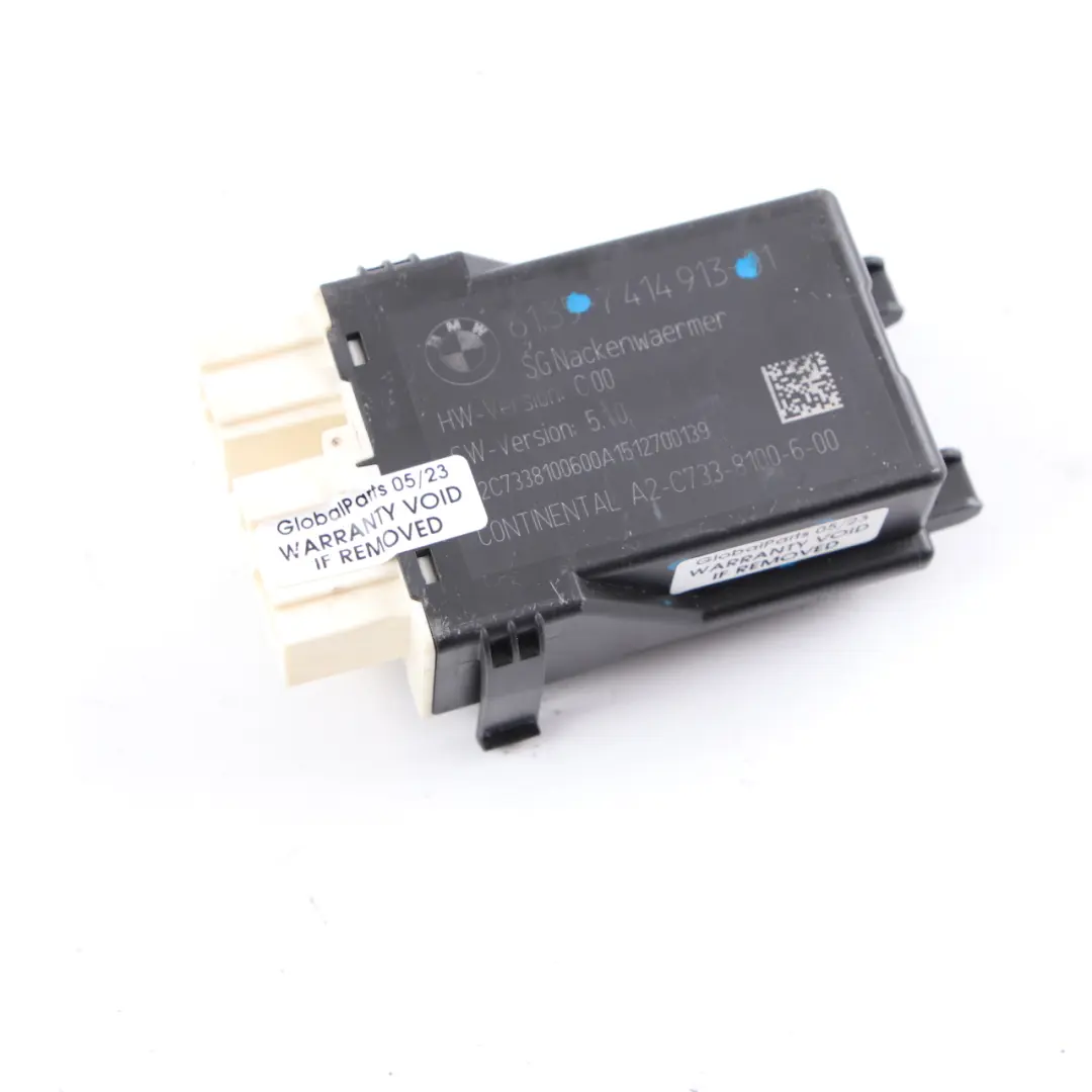 Control Unit BMW F33 F83 M4 Convertible Neck Warmer Heater Module ECU to with Part number 7414913 Control Unit BMW F33 F83 M4 Convertible Neck Warmer Heater Module ECU - SKU 7414913 - Part number 7414913