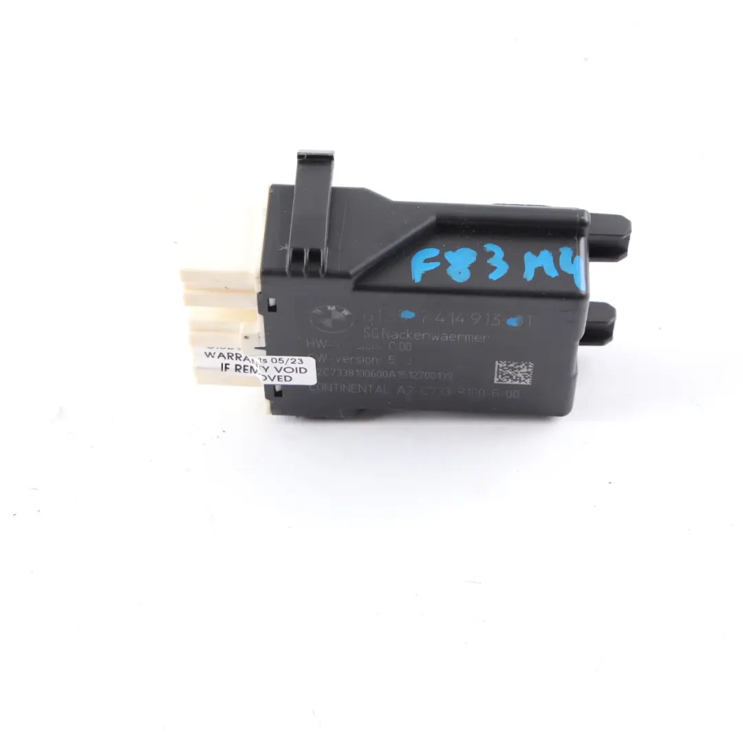  Control Unit BMW F33 F83 M4 Convertible Neck Warmer Heater Module ECU - SKU 7414913 - Part number 7414913