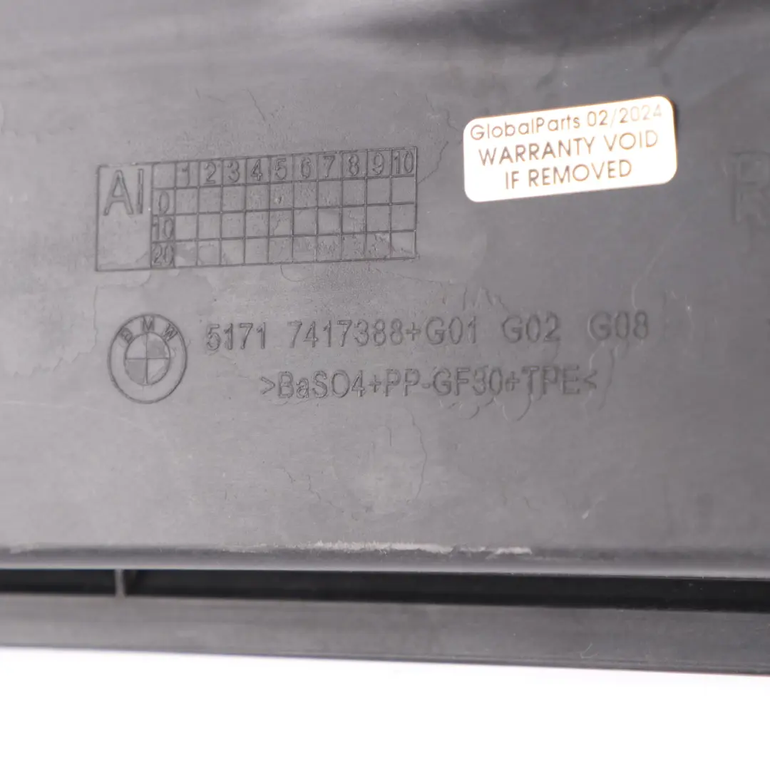 Bulkhead Rear Engine Bay Top Upper Section Plastic Trim Panel to BMW G01 with Part number 7417388 BMW G01 Bulkhead Rear Engine Bay Top Upper Section Plastic Trim Panel - SKU rhd-7417388 - Part number 7417388