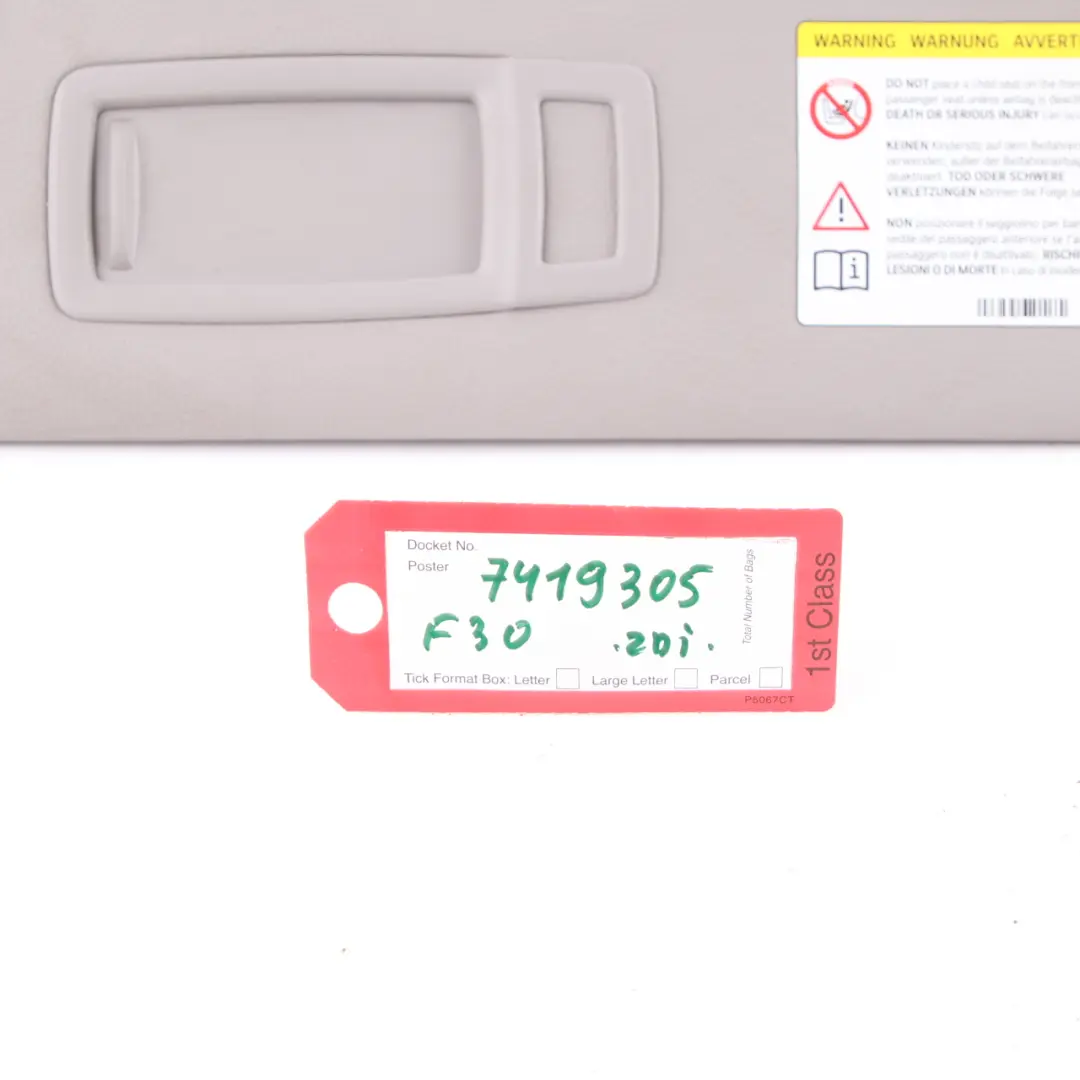  Sun Visor BMW F30 F31 Mirror Left N/S Panel Label Everestgrau Sunvisor - SKU 7419305 - Part number 7419305