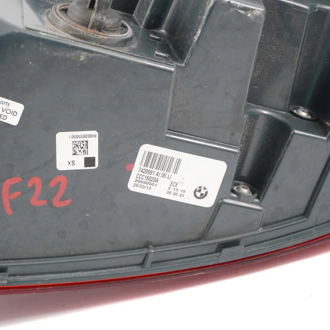 BMW F22 F23 F87 M2 LED Tail Light Lamp Rear Left N/S Side Panel Trim - SKU 7420991 - Part number 7420991