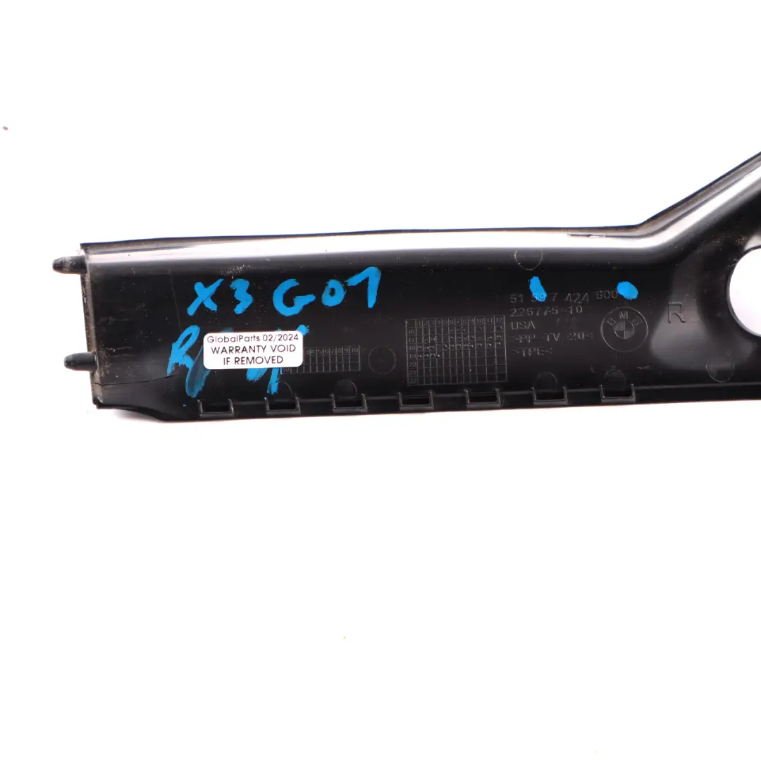 Boot Lid Drip Rail Trim Gutter Strip Rear Right O/S to BMW X3 G01 Tailgate with Part number 7424600 BMW X3 G01 Tailgate Boot Lid Drip Rail Trim Gutter Strip Rear Right O/S - SKU 7424600 - Part number 7424600