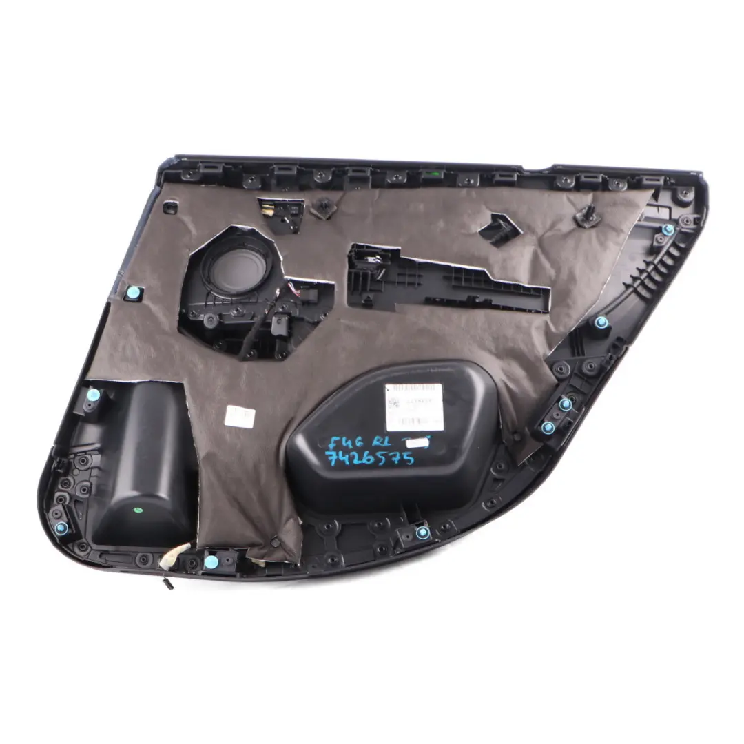 Door Card Rear Left N/S Door Lining Panel HiFi Leather Black Grey to BMW F46 with Part number 7426575 BMW F46 Door Card Rear Left N/S Door Lining Panel HiFi Leather Black Grey - SKU 7426575 - Part number 7426575