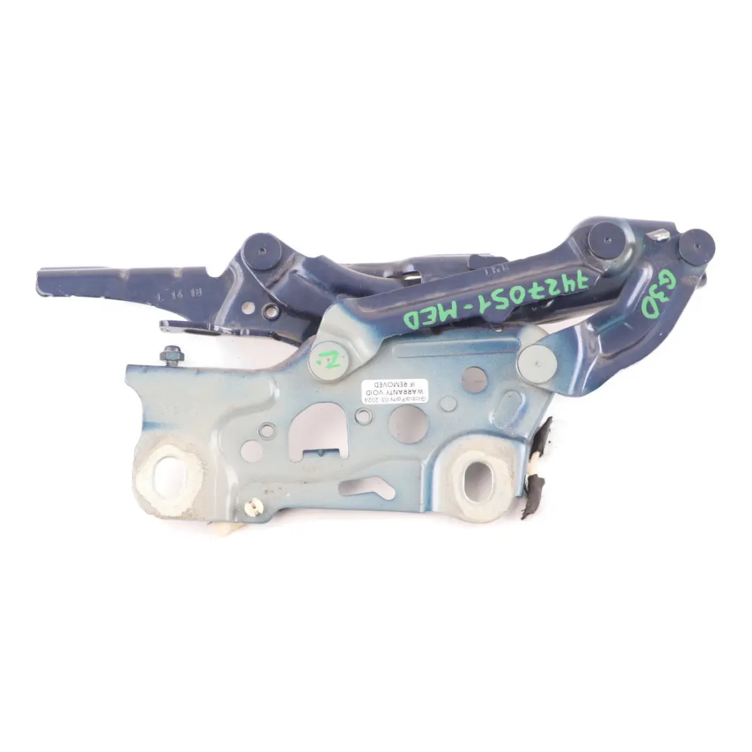Hood Hinge BMW G30 G31 Engine Bonnet Left N/S Mediterran Blue C10 7347407 to with Part number 7427051 Hood Hinge BMW G30 G31 Engine Bonnet Left N/S Mediterran Blue C10 7347407 - SKU 7427051-MED - Part number 7427051