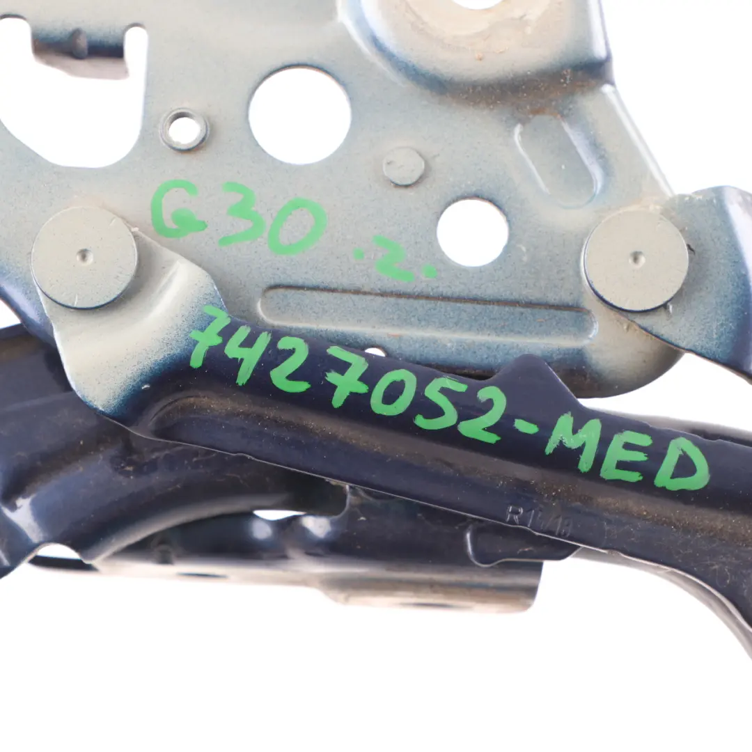 Hood Hinge BMW G30 G31 G11 Engine Bonnet Right O/S Mediterran Blue C10 7347408 to with Part number 7427052 Hood Hinge BMW G30 G31 G11 Engine Bonnet Right O/S Mediterran Blue C10 7347408 - SKU 7427052-MED - Part number 7427052