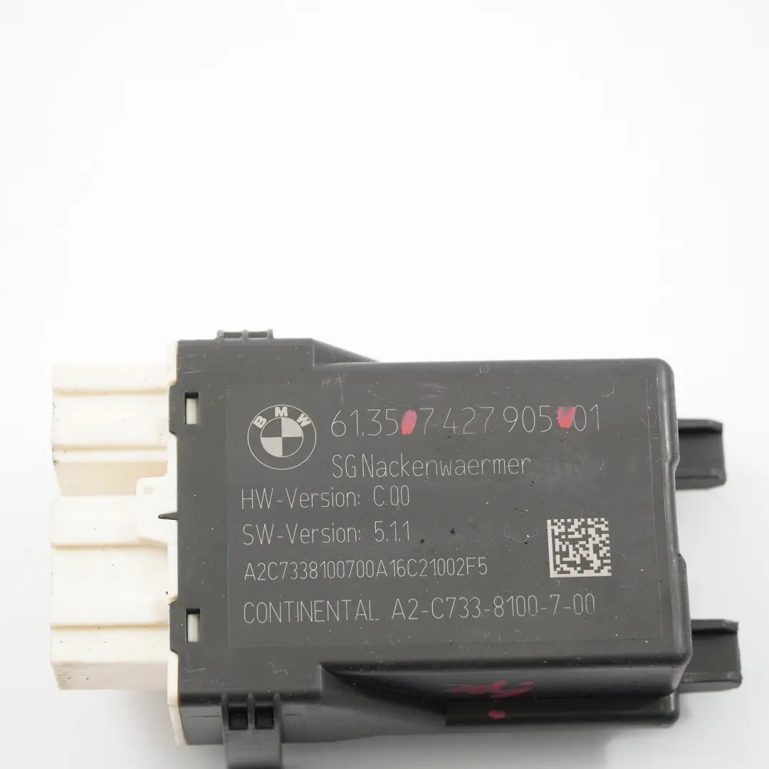 BMW F33 F83 M4 Convertible Neck Warmer Control Unit Heater Module ECU - SKU 7427905 - Part number 7427905