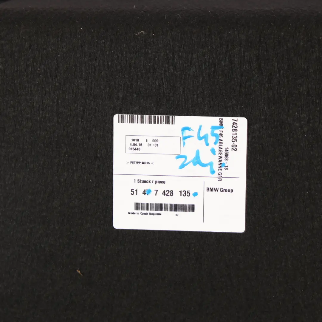 Plancher coffre sous le compartiment à bagages Plateau rangement pour BMW F45 à propos du numéro de pièce 7428135 BMW F45 Plancher coffre sous le compartiment à bagages Plateau rangement - SKU 7428135 - Numéro de pièce 7428135