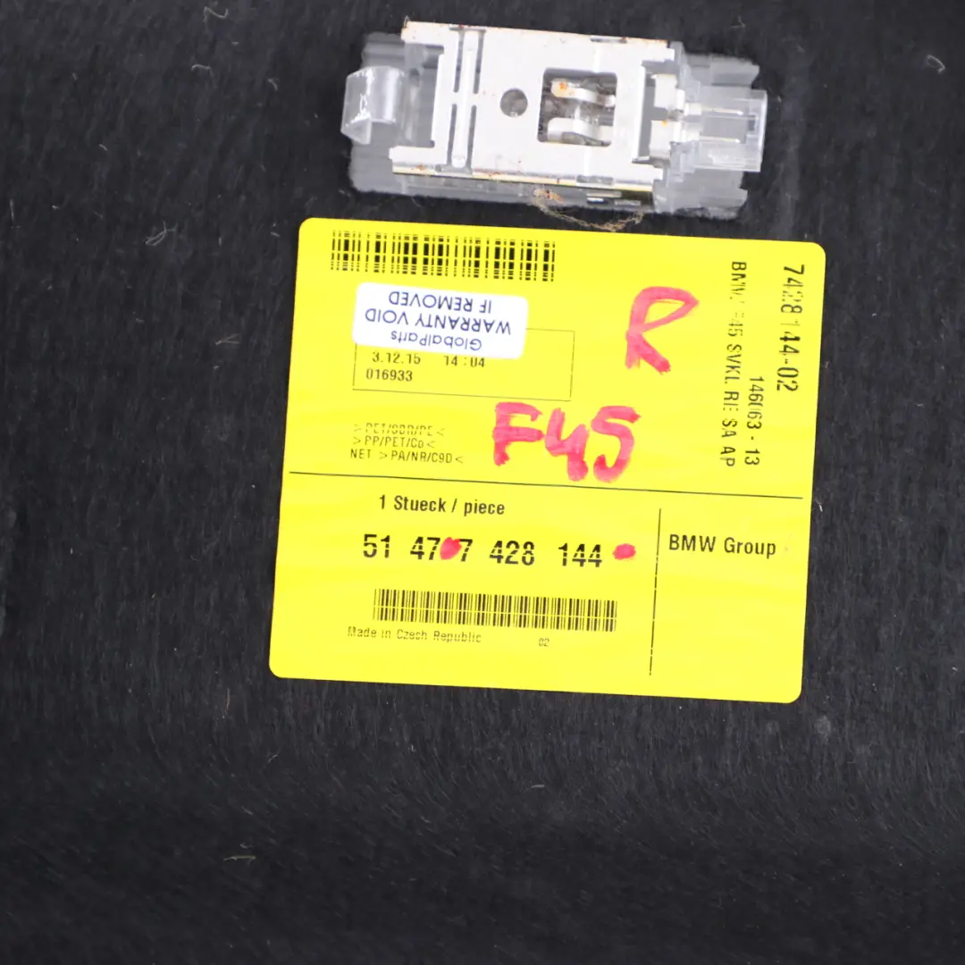 BMW F45 Active Tourer Trasera Derecha Maletero Cubremaletero Panel - SKU 7428144 - Número de pieza 7428144
