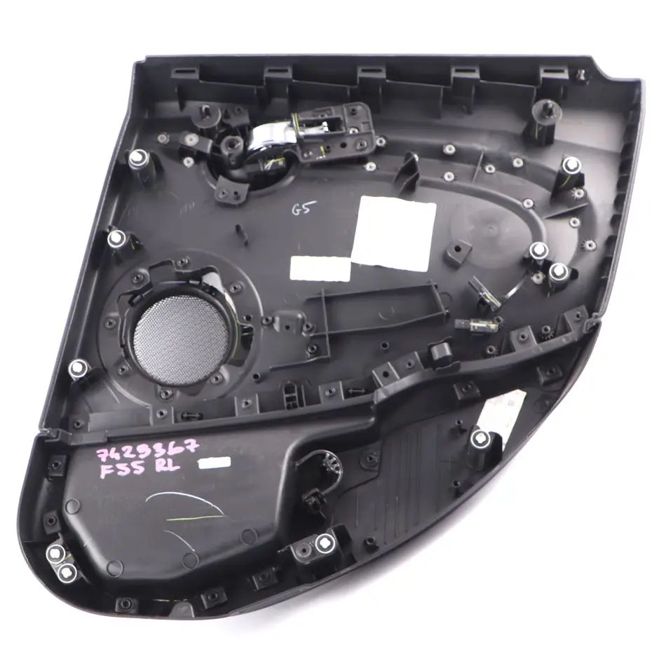 Left N/S Door Card Trim Panel Carbon Black Off White to Mini Cooper F55 Rear with Part number 7429347 Mini Cooper F55 Rear Left N/S Door Card Trim Panel Carbon Black Off White - SKU 7429347 - Part number 7429347