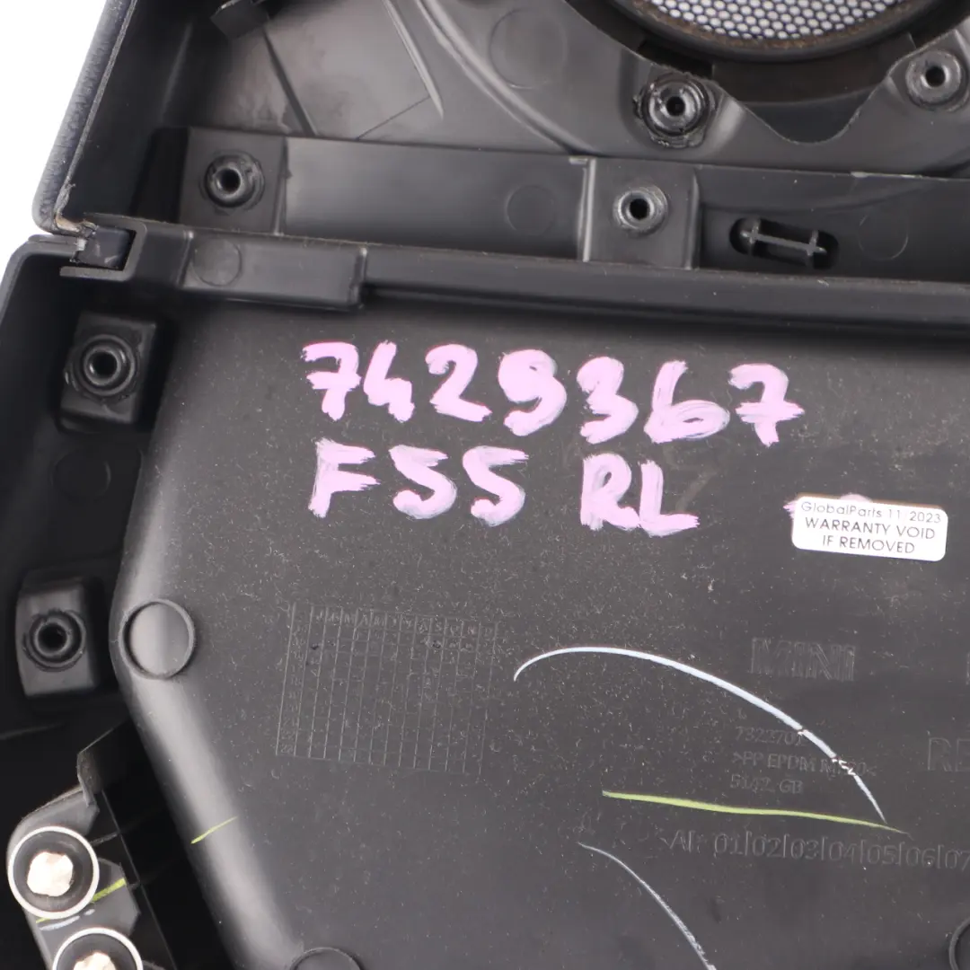 Left N/S Door Card Trim Panel Carbon Black Off White to Mini Cooper F55 Rear with Part number 7429347 Mini Cooper F55 Rear Left N/S Door Card Trim Panel Carbon Black Off White - SKU 7429347 - Part number 7429347