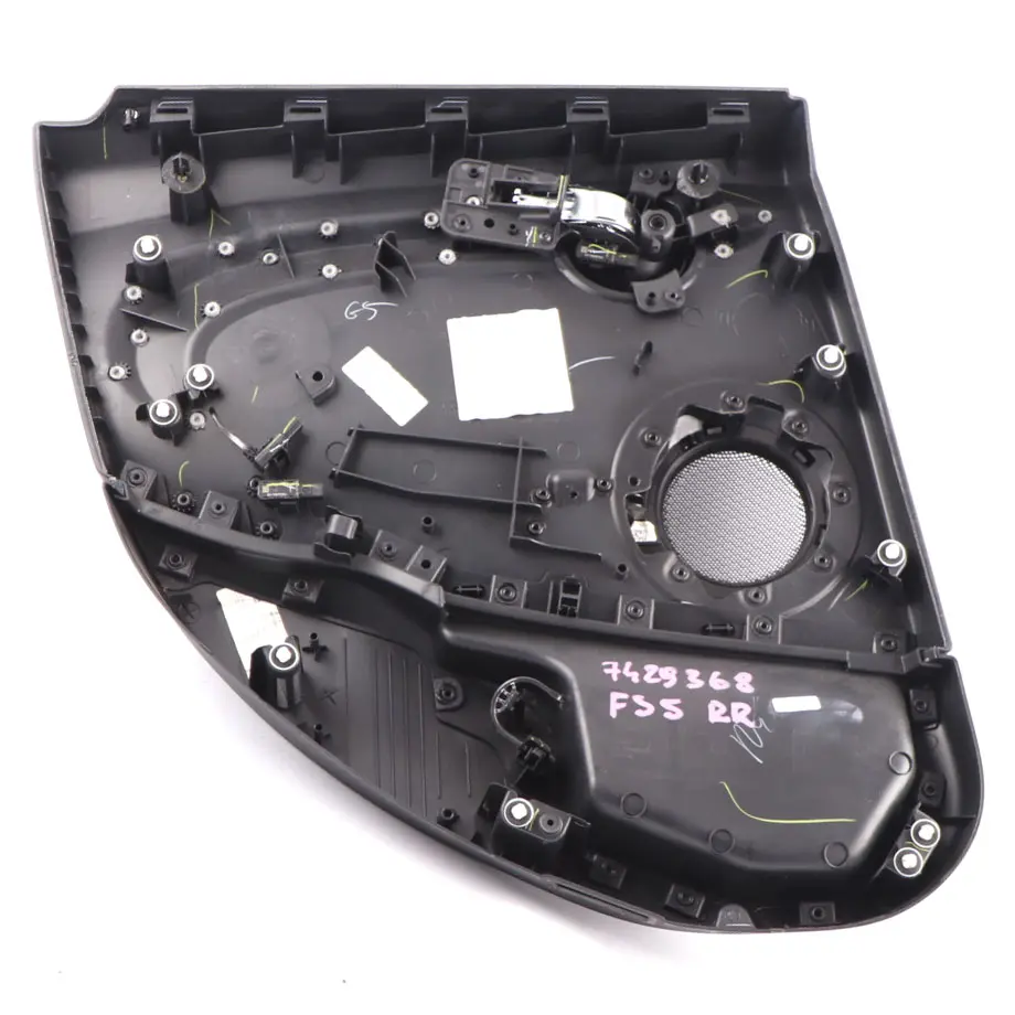 Right O/S Door Card Trim Panel Carbon Black Off White to Mini Cooper F55 Rear with Part number 7429348 Mini Cooper F55 Rear Right O/S Door Card Trim Panel Carbon Black Off White - SKU 7429348 - Part number 7429348