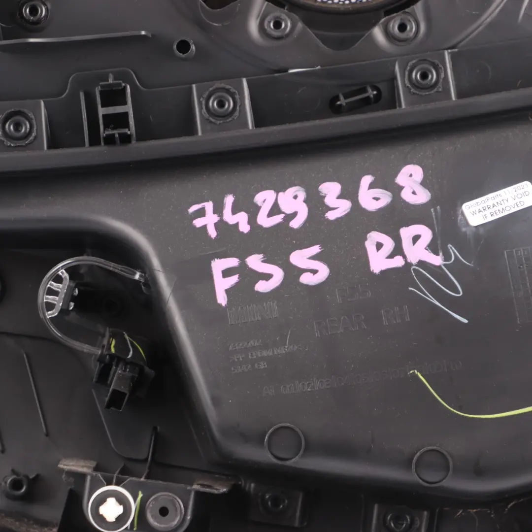 Right O/S Door Card Trim Panel Carbon Black Off White to Mini Cooper F55 Rear with Part number 7429348 Mini Cooper F55 Rear Right O/S Door Card Trim Panel Carbon Black Off White - SKU 7429348 - Part number 7429348