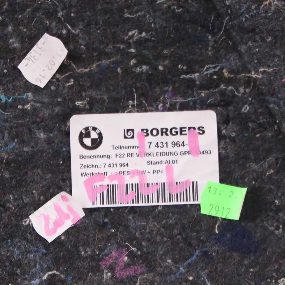 Coffre Latéral Tapis Coffre Recouvrement Droit pour BMW F22 à propos du numéro de pièce 7431964 BMW F22 Coffre Latéral Tapis Coffre Recouvrement Droit - SKU 7431964 - Numéro de pièce 7431964