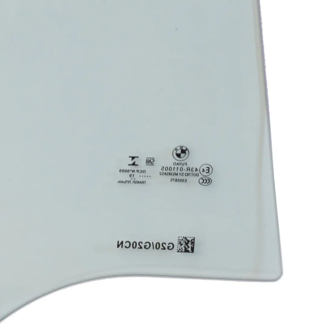 Finestrino Porta Posteriore Sinistra Vetro Verde AS2 per BMW G20 con numero di parte 7432233 BMW G20 Finestrino Porta Posteriore Sinistra Vetro Verde AS2 - SKU 7432233 - Numero di parte 7432233