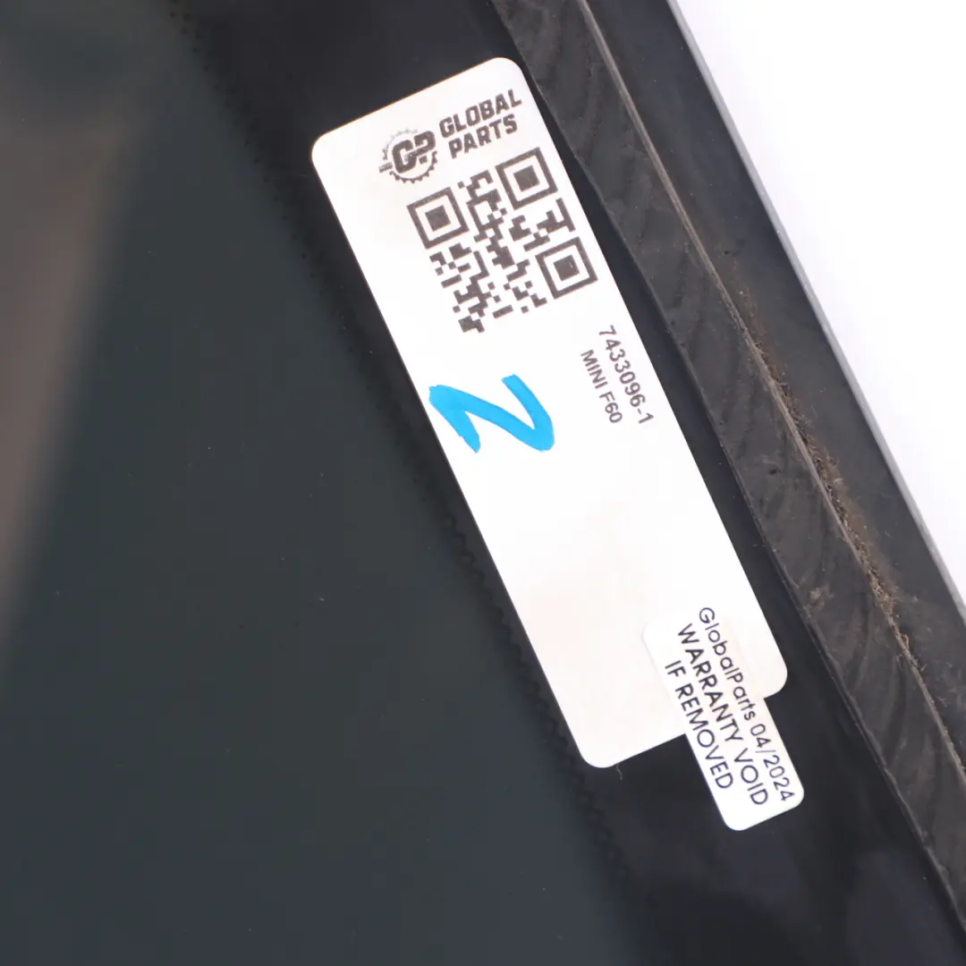 Mini Countryman F60 Side Window Quarter Glass Rear Right O/S AS3 Black - SKU 7433096-1 - Part number 7433096