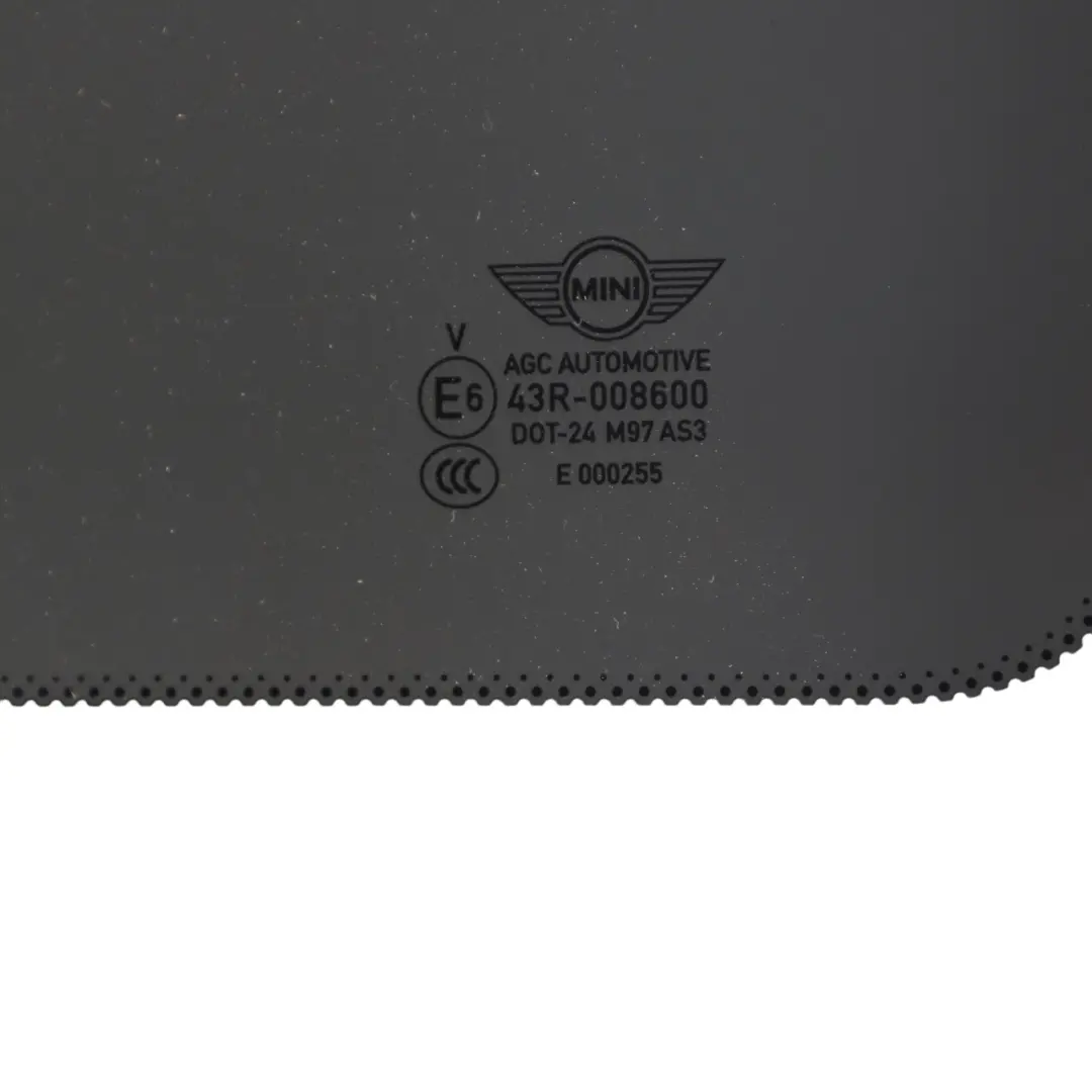 Mini Countryman F60 Side Window Quarter Glass Rear Right O/S AS3 Black - SKU 7433096-1 - Part number 7433096