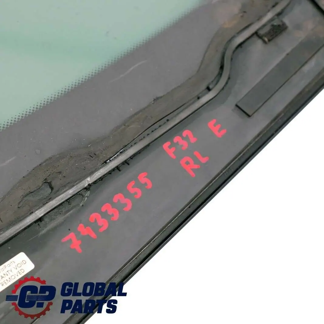 Puerta Ventana Lateral Fija Vidrio Trasero Izquierdo para BMW F32 con número de pieza 7433355 BMW F32 Puerta Ventana Lateral Fija Vidrio Trasero Izquierdo - SKU 7433355 - Número de pieza 7433355