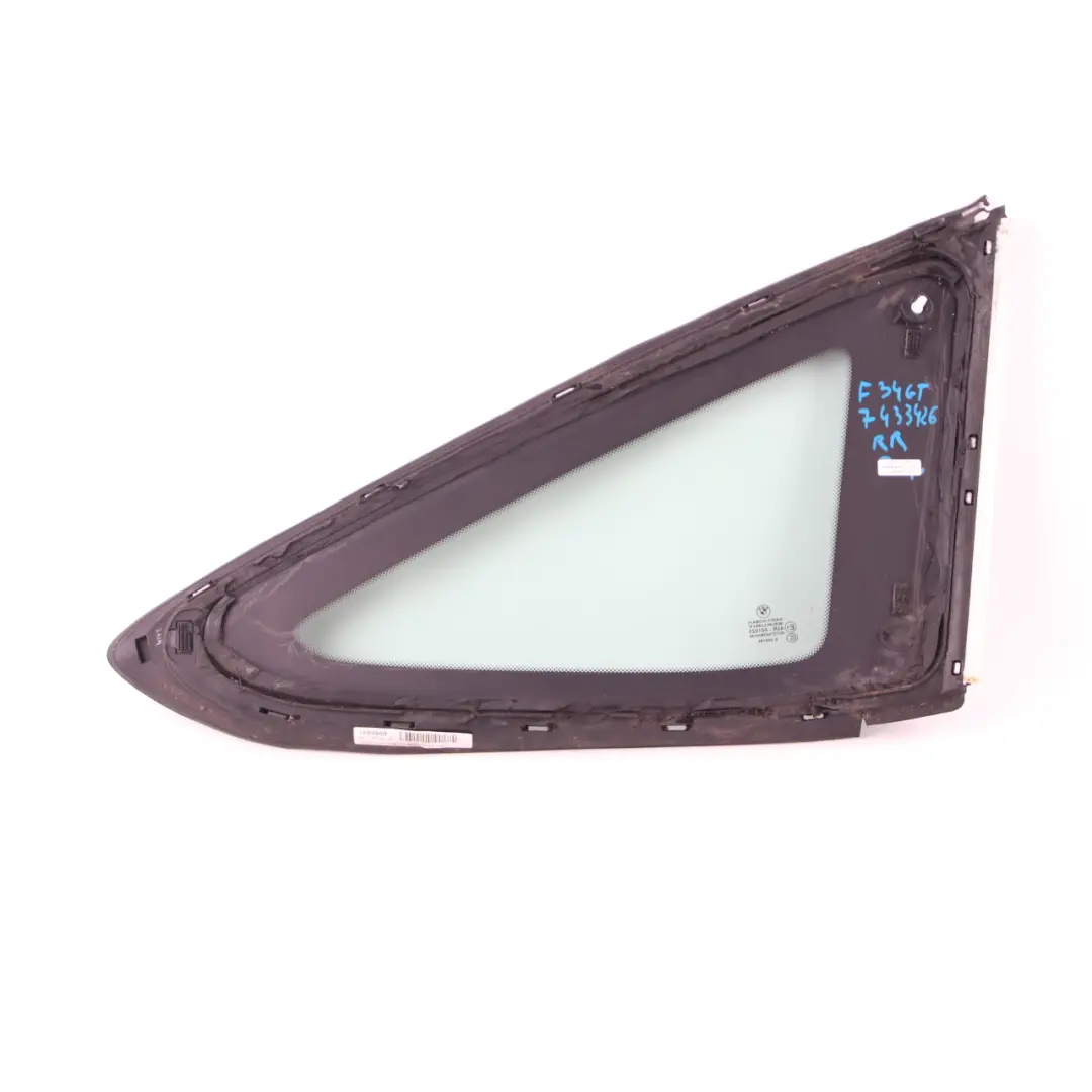BMW F34 GT Window Glass Side Rear Left N/S AS2 Black Matt - SKU 7433425 - Part number 7433425