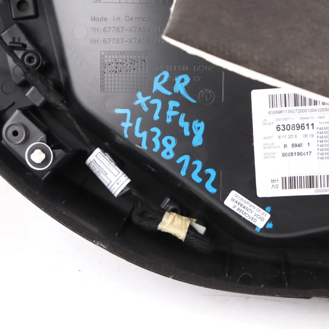 Door Card Panel BMW X1 F48 Rear Right O/S Panelling Trim Cover Black Leather to with Part number 7438116 Door Card Panel BMW X1 F48 Rear Right O/S Panelling Trim Cover Black Leather - SKU 7438116 - Part number 7438116
