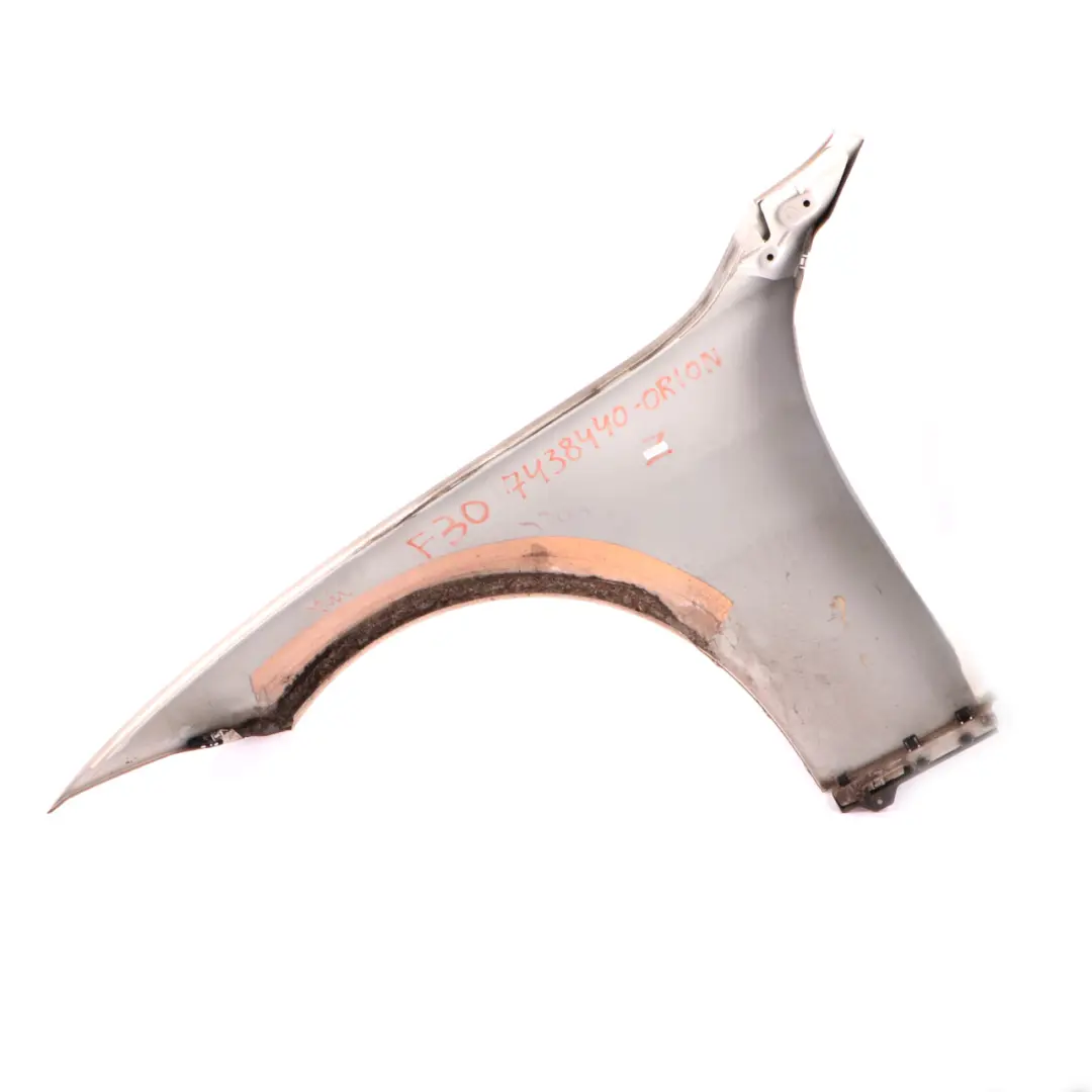 BMW F30 Side Wing Panel Fender F31 Front Right O/S Orion Silver Metallic - A92 - SKU 7438440-ORION - Part number 7438439